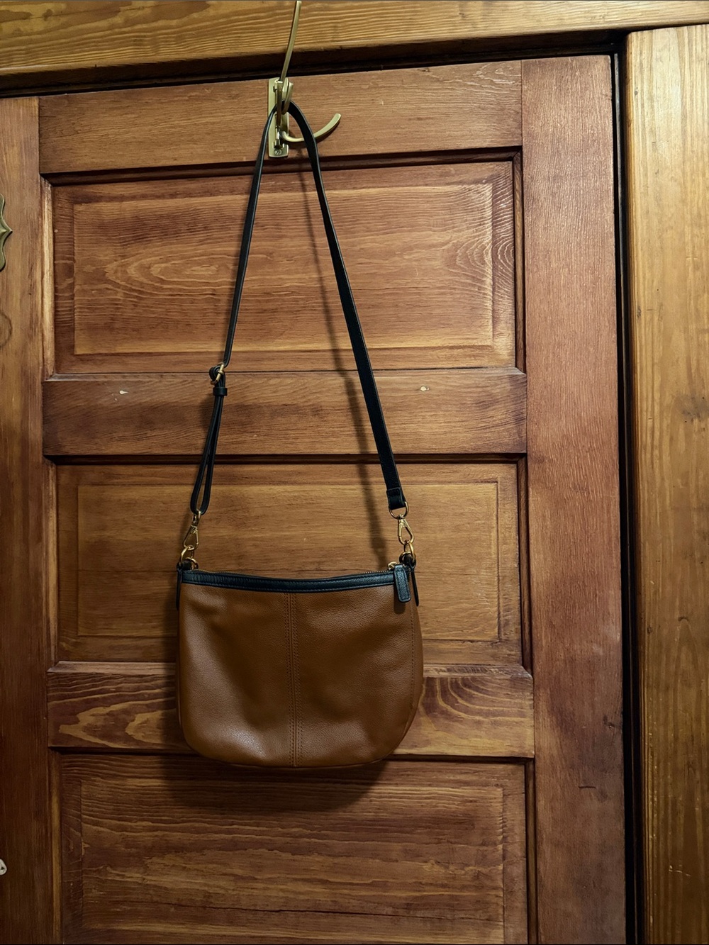Fossil Brown Leather Crossbody with Black Strap